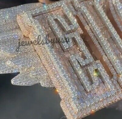 Pre-owned Nsg 2 Sided Customized Memory Picture & Any Name 7ct Cubic Zirconia Pendant 925 In White