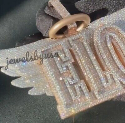 Pre-owned Nsg 2 Sided Customized Memory Picture & Any Name 7ct Cubic Zirconia Pendant 925 In White