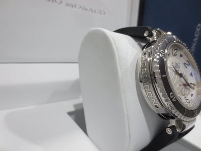 Pre-owned Gio Monaco Men's 644 Poseidon Silver Dial Sub Second Steel And Black Pvd Watch
