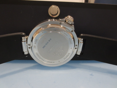 Pre-owned Gio Monaco Men's 644 Poseidon Silver Dial Sub Second Steel And Black Pvd Watch