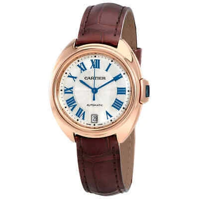 Pre-owned Cartier Cle Automatic 18kt Rose Gold Flinque Sunray Dial Ladies Watch Wgcl0013