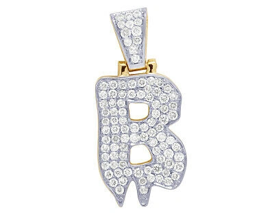 Pre-owned Jewelry Unlimited Mens 10k Yellow Gold Drip Initial B Real Diamond Charm Pendant 1 1/2ct In H-i