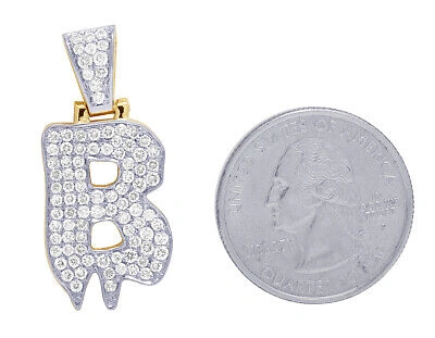 Pre-owned Jewelry Unlimited Mens 10k Yellow Gold Drip Initial B Real Diamond Charm Pendant 1 1/2ct In H-i