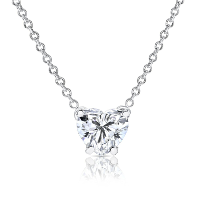 Pre-owned Kgm Diamonds Heart Shape Diamond Pendant Necklace 0.7-0.8ct Gia Natural Solitaire Engagement In J