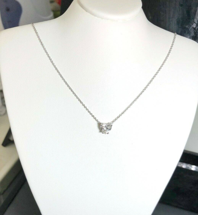 Pre-owned Kgm Diamonds Heart Shape Diamond Pendant Necklace 0.7-0.8ct Gia Natural Solitaire Engagement In J