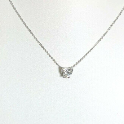 Pre-owned Kgm Diamonds Heart Shape Diamond Pendant Necklace 0.7-0.8ct Gia Natural Solitaire Engagement In J