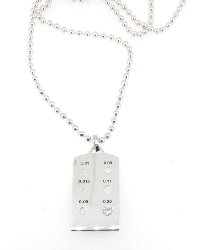 Pre-owned Kgm Diamonds Diamond 0.26 Ct White Gold 14k Dog Tag Size Measure Pendant Necklace Ball Chain In White/colorless