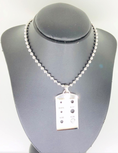 Pre-owned Kgm Diamonds Diamond 0.26 Ct White Gold 14k Dog Tag Size Measure Pendant Necklace Ball Chain In White/colorless