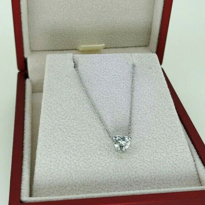 Pre-owned Kgm Diamonds Heart Shape Diamond Pendant Necklace 0.7-0.8ct Gia Natural Solitaire Engagement In J