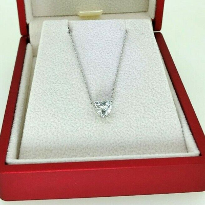 Pre-owned Kgm Diamonds Heart Shape Diamond Pendant Necklace 0.7-0.8ct Gia Natural Solitaire Engagement In J