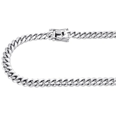 Pre-owned Jfl Diamonds & Timepieces 10k White Gold 8.75mm Solid Miami Cuban Link Necklace Box Clasp Chain 24 Inch