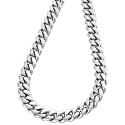 Pre-owned Jfl Diamonds & Timepieces 10k White Gold 8.75mm Solid Miami Cuban Link Necklace Box Clasp Chain 24 Inch