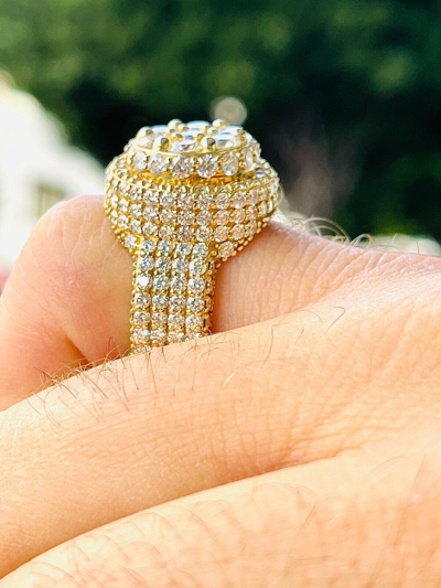 Pre-owned Cali Diamonds Mens Diamond Ring 14k Yellow Gold 8.20 Ct