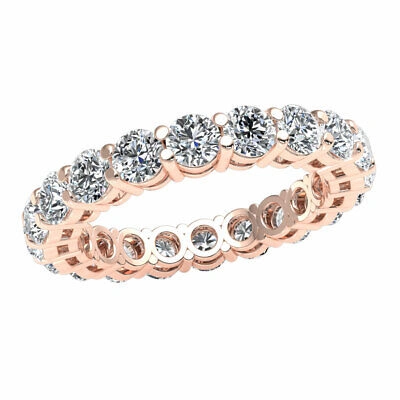 Pre-owned Jewelwesell Natural 3ct Open Gallery Eternity Band Ring Round Genuine Diamond 10k Gold