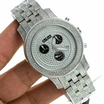 Pre-owned Joe Rodeo Men's Diamond Watch  J2022 Fully Loaded 3.5 Ct Illusion Dial In White