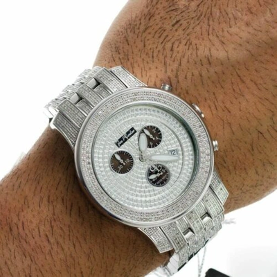 Pre-owned Joe Rodeo Men's Diamond Watch  J2022 Fully Loaded 3.5 Ct Illusion Dial In White