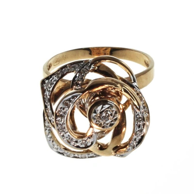 Pre-owned Gems4me Flower Motion Ring In 14k Gold And Diamonds - Fl886 In White/colorless