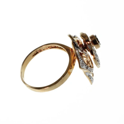 Pre-owned Gems4me Flower Motion Ring In 14k Gold And Diamonds - Fl886 In White/colorless