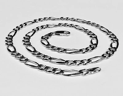 Pre-owned R C I 14k White Gold 20" Mens Solid Figaro Curb Link Chain/necklace 6mm 21 Grams