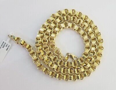 Pre-owned Globalwatches10 Real 10k Yellow Gold Byzantine Chain Men's Necklace 6.5mm 24 Inch, 10kt Gold