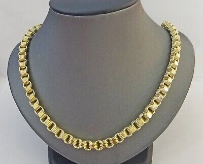 Pre-owned Globalwatches10 Real 10k Yellow Gold Byzantine Chain Men's Necklace 6.5mm 24 Inch, 10kt Gold