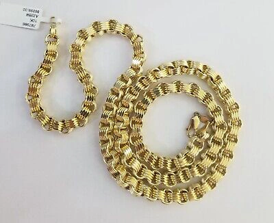 Pre-owned Globalwatches10 Real 10k Yellow Gold Byzantine Chain Men's Necklace 6.5mm 24 Inch, 10kt Gold