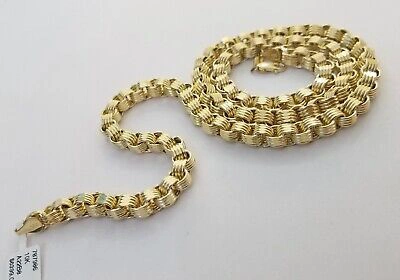 Pre-owned Globalwatches10 Real 10k Yellow Gold Byzantine Chain Men's Necklace 6.5mm 24 Inch, 10kt Gold
