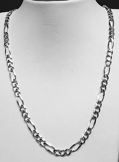 Pre-owned R C I 14k White Gold 20" Mens Solid Figaro Curb Link Chain/necklace 6mm 21 Grams