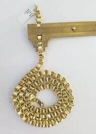 Pre-owned Globalwatches10 Real 10k Yellow Gold Byzantine Chain Men's Necklace 6.5mm 24 Inch, 10kt Gold