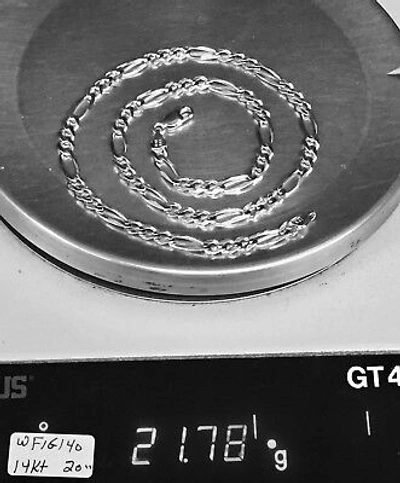 Pre-owned R C I 14k White Gold 20" Mens Solid Figaro Curb Link Chain/necklace 6mm 21 Grams