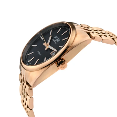 Pre-owned Gevril Men's 48703 Five Points Swiss Automatic Rose-gold Ip Steel Date Watch