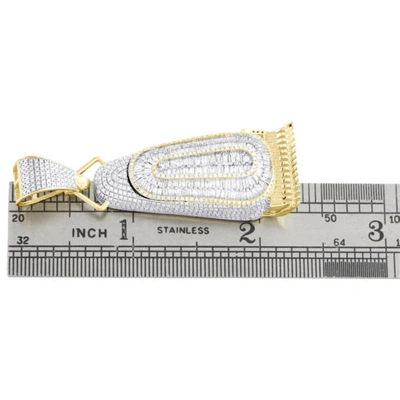 Pre-owned Jfl Diamonds & Timepieces 10k Yellow Gold Round & Baguette Diamond Barber Shop Trimmer Pendant Charm 2 Ct In White