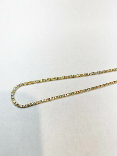 Pre-owned Morris & David 3.00 Carat Natural Diamond Tennis Necklace Si 14k Yellow Gold 16'' 1.5mm Width