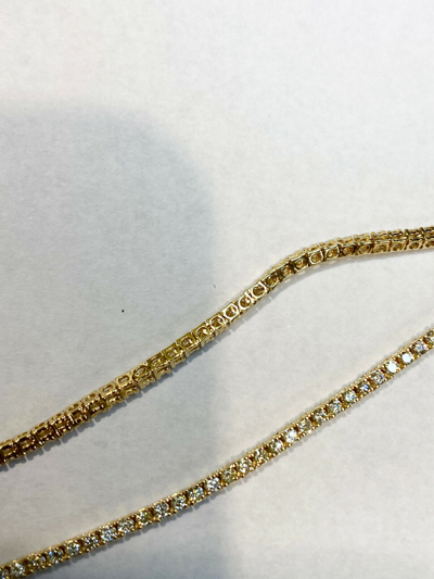 Pre-owned Morris & David 3.00 Carat Natural Diamond Tennis Necklace Si 14k Yellow Gold 16'' 1.5mm Width