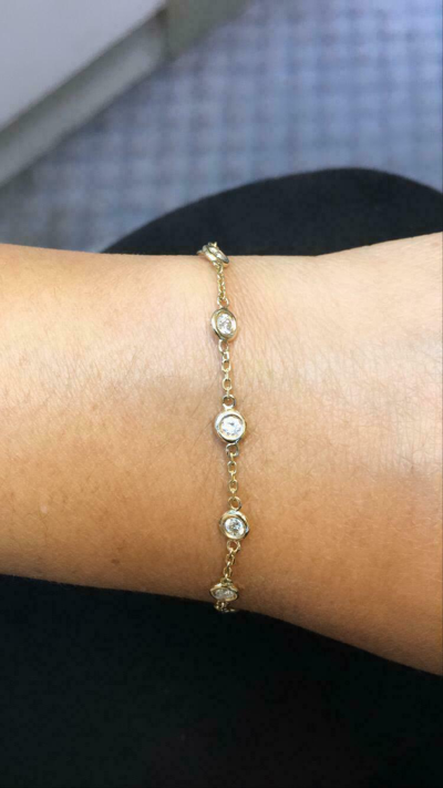 Pre-owned Morris 1.00 Carat Natural Diamond Bezel Bracelet Si 14k White Gold 14 Stones 7 ''