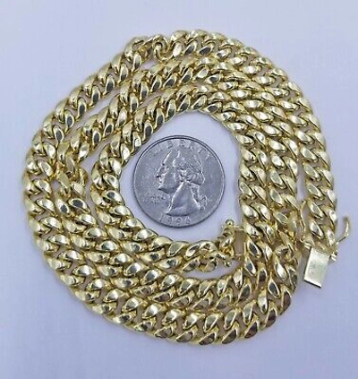 Pre-owned Globalwatches10 10k Yellow Gold Miami Cuban 8mm Chain Necklace Strong Box Lock 22 Inch Mens