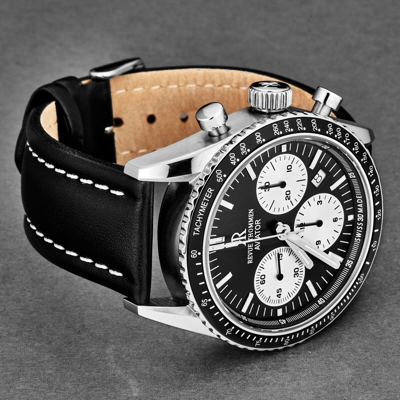 Pre-owned Revue Thommen 17000.6534 'aviator' Leather Strap Chronograph Automatic Watch