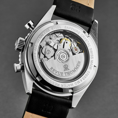 Pre-owned Revue Thommen 17000.6534 'aviator' Leather Strap Chronograph Automatic Watch