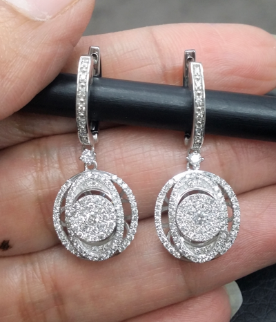 Pre-owned Handmade Deal 1.10ct Natural Round Diamond Dangle Drop Ladies Earring 14k Yellow Gold In White