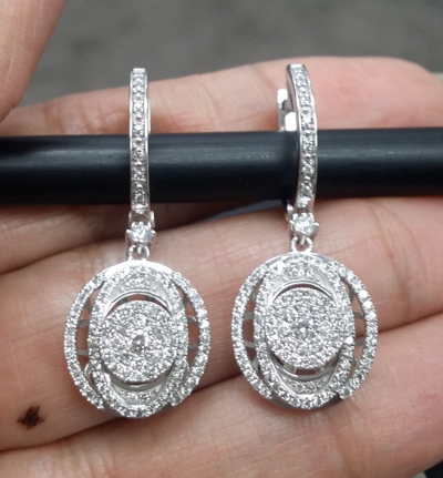 Pre-owned Handmade Deal 1.10ct Natural Round Diamond Dangle Drop Ladies Earring 14k Yellow Gold In White