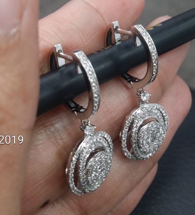 Pre-owned Handmade Deal 1.10ct Natural Round Diamond Dangle Drop Ladies Earring 14k Yellow Gold In White