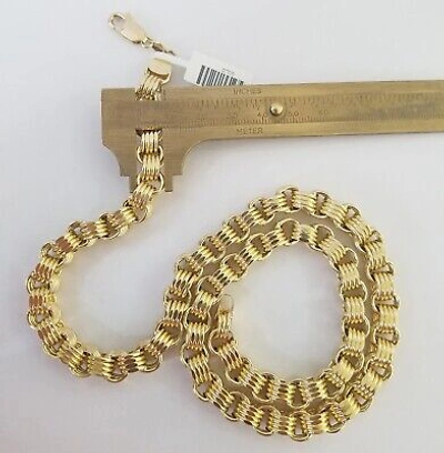 Pre-owned Gold & Diamond Jewelers Real 10k Gold Byzantine Chain Mens Necklace 8.5 Mm 22" Inch 10kt Yellow Gold