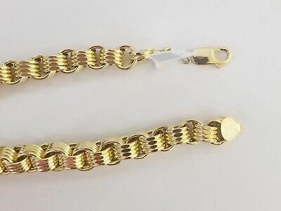 Pre-owned Gold & Diamond Jewelers Real 10k Gold Byzantine Chain Mens Necklace 8.5 Mm 22" Inch 10kt Yellow Gold