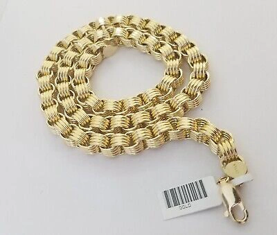 Pre-owned Gold & Diamond Jewelers Real 10k Gold Byzantine Chain Mens Necklace 8.5 Mm 22" Inch 10kt Yellow Gold