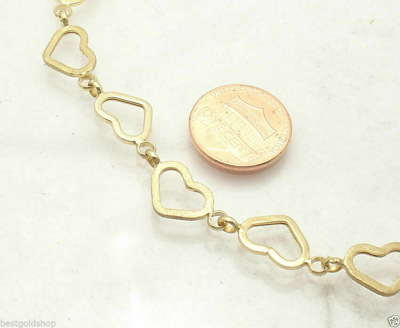 Pre-owned Bestgoldshop Open Heart Chain Necklace With Toggle Clasp Real 14k Yellow Gold All Sizes