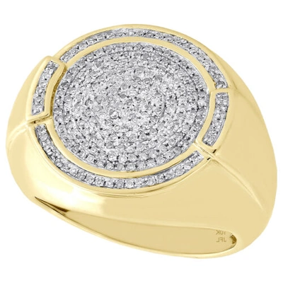 Pre-owned Jfl Diamonds & Timepieces 10k Yellow Gold Mens Round Diamond Statement Pinky Ring 22mm Dome Frame 1/2 Ct. In White