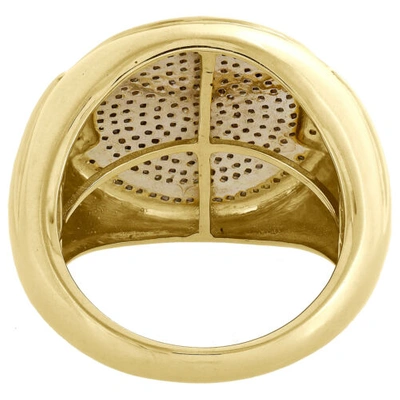 Pre-owned Jfl Diamonds & Timepieces 10k Yellow Gold Mens Round Diamond Statement Pinky Ring 22mm Dome Frame 1/2 Ct. In White