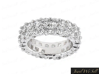 Pre-owned Jewelwesell 6.00ct Round Diamond Staggered 2row Eternity Band Wedding Ring 14k Gold G-h I1 In Gh