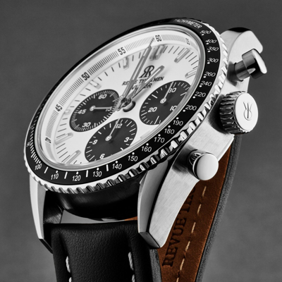 Pre-owned Revue Thommen 17000.6532 'aviator' Leather Strap Chronograph Automatic Watch