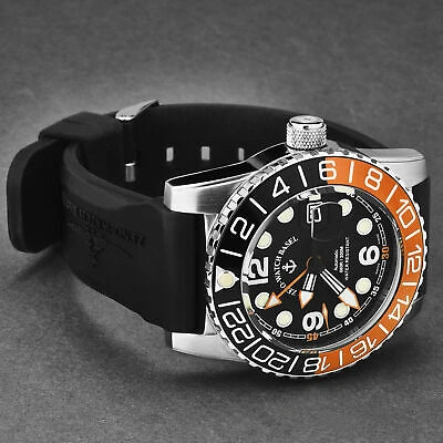 Pre-owned Zeno Men's Airplane Diver Gmt Black Dial Black Strap Automatic 6349gmt-3-a15